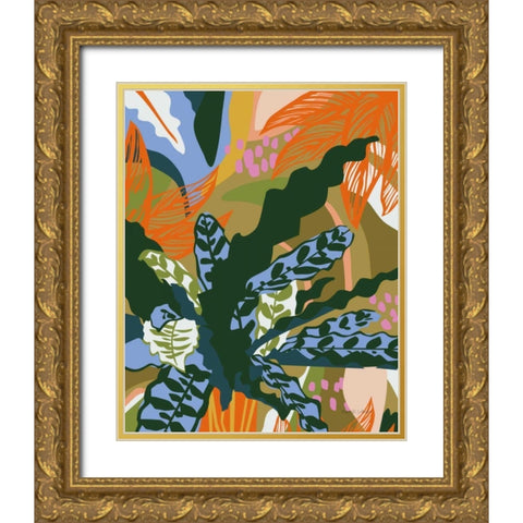 Calathea Gold Ornate Wood Framed Art Print with Double Matting by Gallagher, Megan