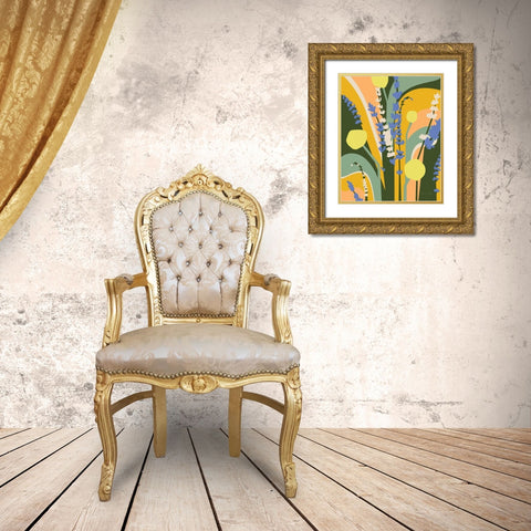 Lavender and Craspedia Gold Ornate Wood Framed Art Print with Double Matting by Gallagher, Megan