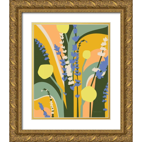 Lavender and Craspedia Gold Ornate Wood Framed Art Print with Double Matting by Gallagher, Megan