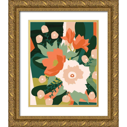 Stained Glass Gold Ornate Wood Framed Art Print with Double Matting by Gallagher, Megan