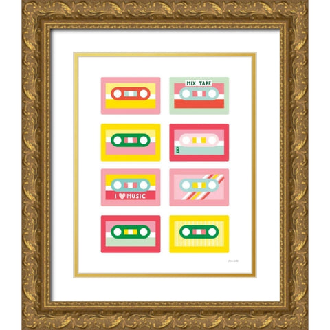Lets Listen to Music III Gold Ornate Wood Framed Art Print with Double Matting by Kelle, Ann