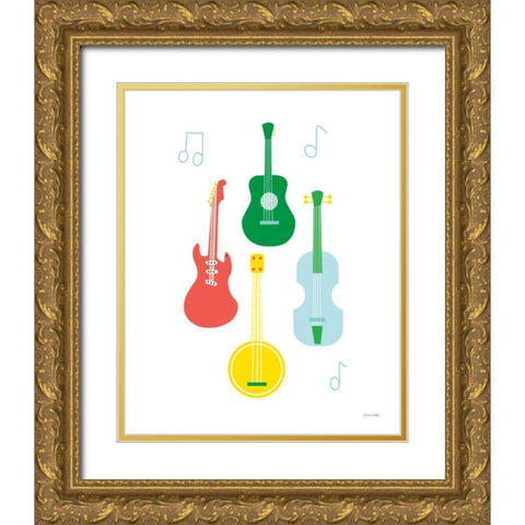 Lets Listen to Music IV Gold Ornate Wood Framed Art Print with Double Matting by Kelle, Ann