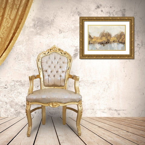 Autumn River Reflection Gold Gold Ornate Wood Framed Art Print with Double Matting by Vassileva, Silvia