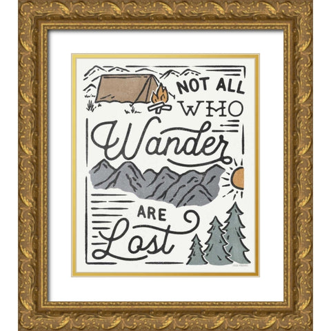 Adventurous V Wander Gold Ornate Wood Framed Art Print with Double Matting by Marshall, Laura