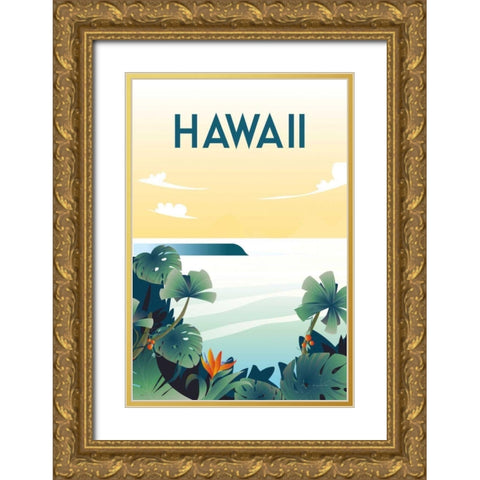 Hawaii Gold Ornate Wood Framed Art Print with Double Matting by Escalante, Omar