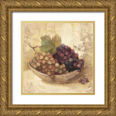Sunlit Grapes Gold Ornate Wood Framed Art Print with Double Matting by Hristova, Albena