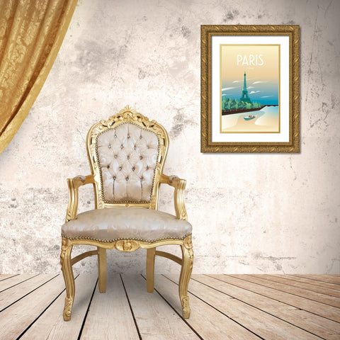 Paris Gold Ornate Wood Framed Art Print with Double Matting by Escalante, Omar