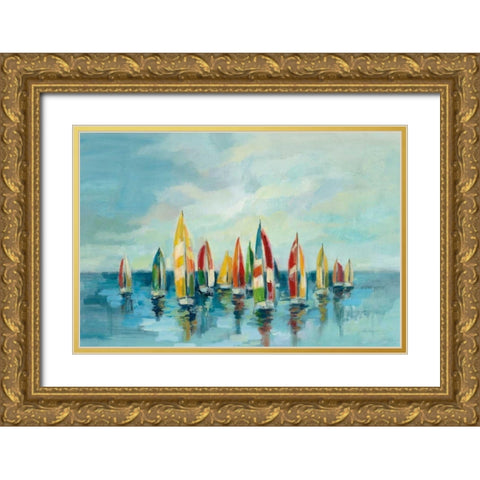 Regatta Gold Ornate Wood Framed Art Print with Double Matting by Vassileva, Silvia
