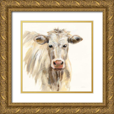 White Cow Gold Ornate Wood Framed Art Print with Double Matting by Vassileva, Silvia