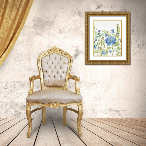 Botanical Blue VIII Gold Ornate Wood Framed Art Print with Double Matting by Vassileva, Silvia