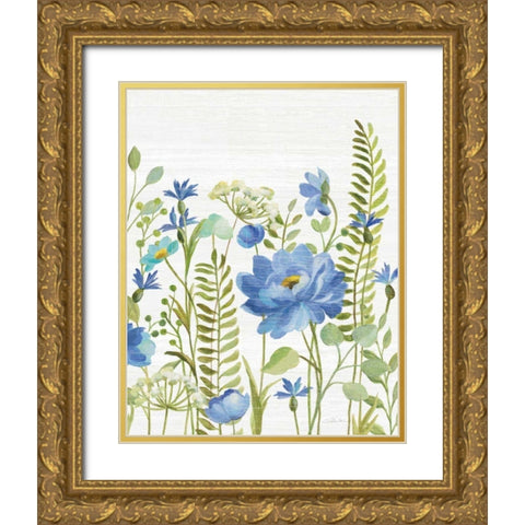 Botanical Blue VIII Gold Ornate Wood Framed Art Print with Double Matting by Vassileva, Silvia