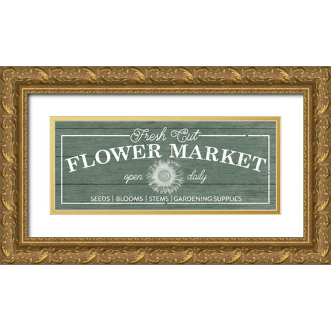 Flower Market I Sage Gold Ornate Wood Framed Art Print with Double Matting by Wild Apple Portfolio