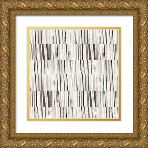 Neutral Stripes II Gold Ornate Wood Framed Art Print with Double Matting by Warrick, Cheryl