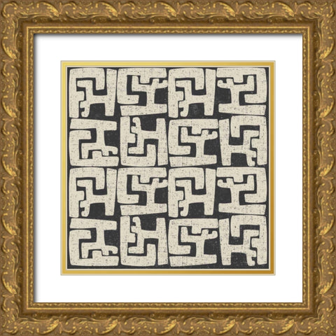 Kuba Play II Neutral Gold Ornate Wood Framed Art Print with Double Matting by Warrick, Cheryl