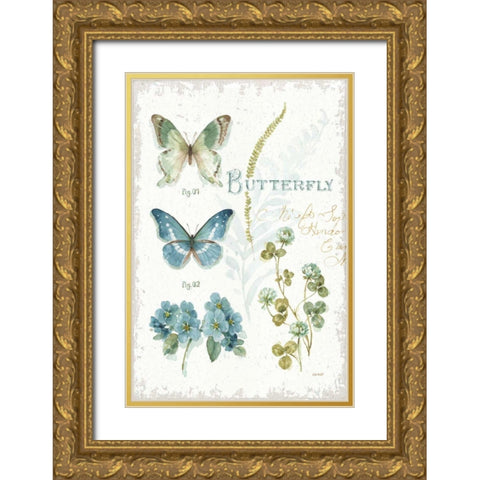 My Greenhouse Botanical Butterfly Gold Ornate Wood Framed Art Print with Double Matting by Audit, Lisa