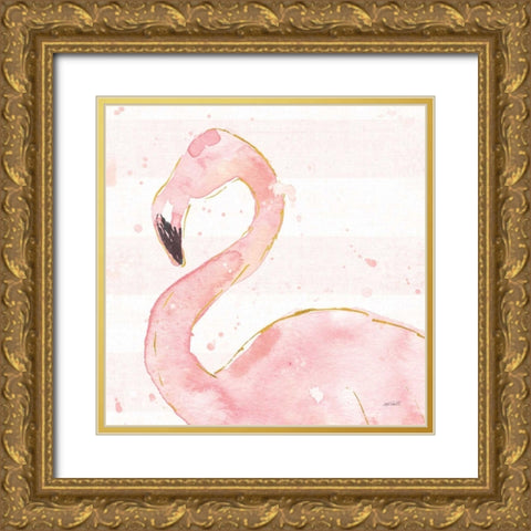 Flamingo Fever III Light No Words Gold Ornate Wood Framed Art Print with Double Matting by Tavoletti, Anne