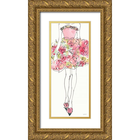 Floral Fashion Shoulders I Pink Gold Ornate Wood Framed Art Print with Double Matting by Tavoletti, Anne