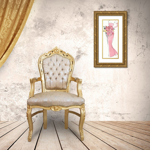 Floral Fashion Shoulders II Pink Gold Ornate Wood Framed Art Print with Double Matting by Tavoletti, Anne