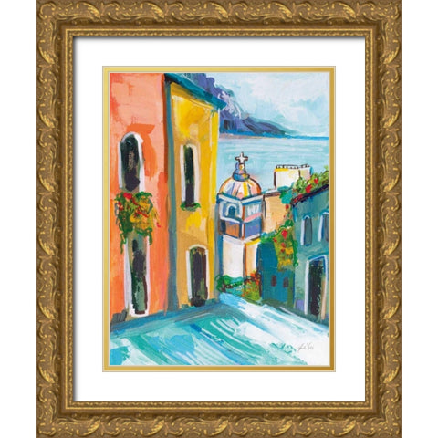 Positano III Gold Ornate Wood Framed Art Print with Double Matting by Vertentes, Jeanette