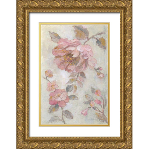 Romantic Spring Flowers II Gold Ornate Wood Framed Art Print with Double Matting by Vassileva, Silvia