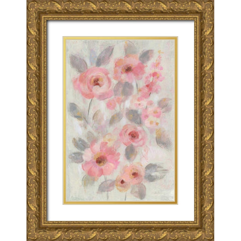 Expressive Pink Flowers I Gold Ornate Wood Framed Art Print with Double Matting by Vassileva, Silvia