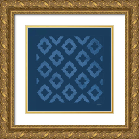 Simply Elegant I Light Blue on Dark Blue Gold Ornate Wood Framed Art Print with Double Matting by Green, Nancy