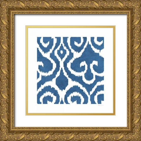 Simply Elegant II Blue on White Gold Ornate Wood Framed Art Print with Double Matting by Green, Nancy