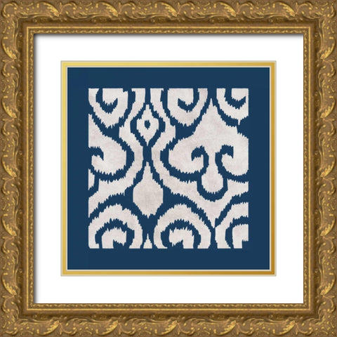 Simply Elegant II White on Blue Gold Ornate Wood Framed Art Print with Double Matting by Green, Nancy