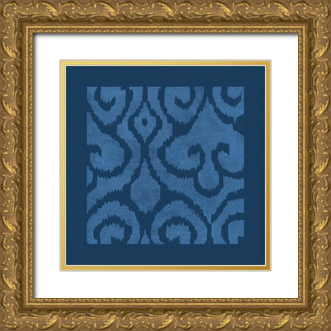 Simply Elegant II Light Blue on Dark Blue Gold Ornate Wood Framed Art Print with Double Matting by Green, Nancy