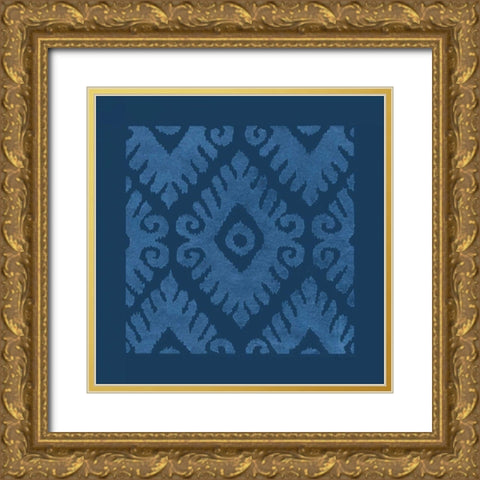 Simply Elegant VII Light Blue on Dark Blue Gold Ornate Wood Framed Art Print with Double Matting by Green, Nancy