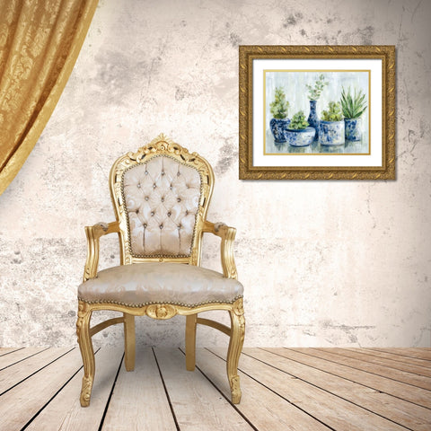 Chinoiserie Plants Bright Gold Ornate Wood Framed Art Print with Double Matting by Vassileva, Silvia