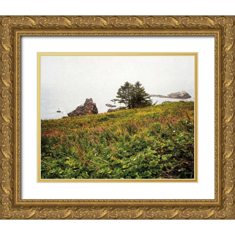 Oregon Coast Gold Ornate Wood Framed Art Print with Double Matting by Van Swearingen, Debra