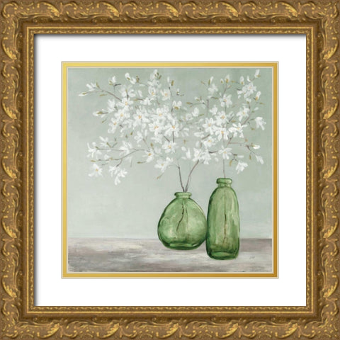 Spring Delight Green Gold Ornate Wood Framed Art Print with Double Matting by Purinton, Julia