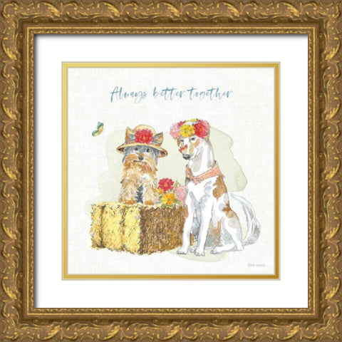 Furry Pals III Gold Ornate Wood Framed Art Print with Double Matting by Grove, Beth