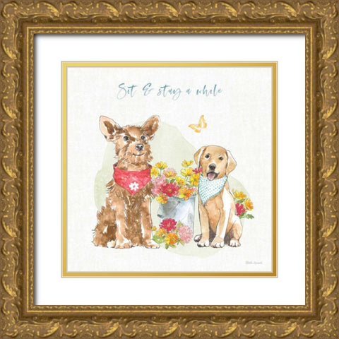 Furry Pals V Gold Ornate Wood Framed Art Print with Double Matting by Grove, Beth