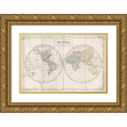 Old World Eastern Western Linen v2 Gold Ornate Wood Framed Art Print with Double Matting by Wild Apple Portfolio