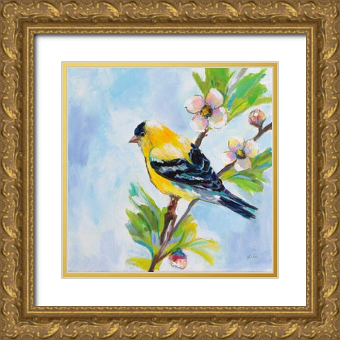 Golden Finch Gold Ornate Wood Framed Art Print with Double Matting by Vertentes, Jeanette