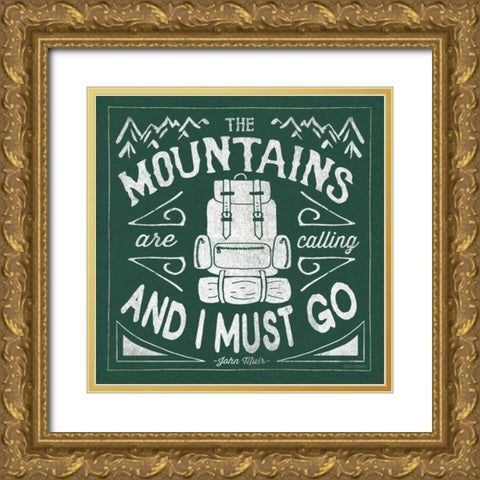 The Great Outdoors IX Forest Green Gold Ornate Wood Framed Art Print with Double Matting by Marshall, Laura