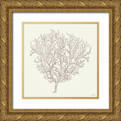 Coastal Breeze Shell Sketches I Silver Gold Ornate Wood Framed Art Print with Double Matting by Tavoletti, Anne
