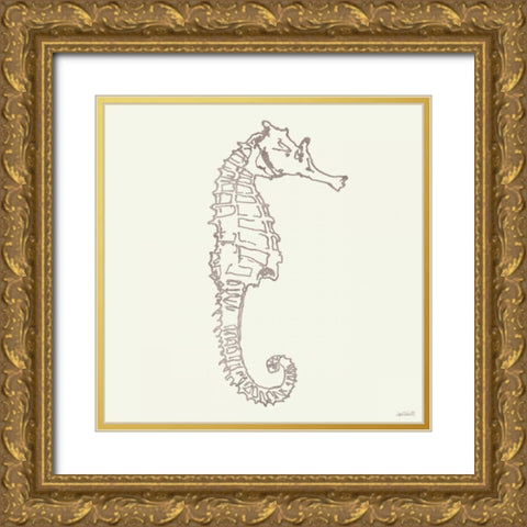 Coastal Breeze Shell Sketches II Silver Gold Ornate Wood Framed Art Print with Double Matting by Tavoletti, Anne