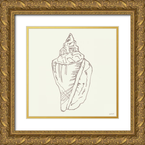 Coastal Breeze Shell Sketches III Silver Gold Ornate Wood Framed Art Print with Double Matting by Tavoletti, Anne