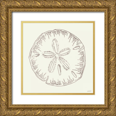 Coastal Breeze Shell Sketches IV Silver Gold Ornate Wood Framed Art Print with Double Matting by Tavoletti, Anne