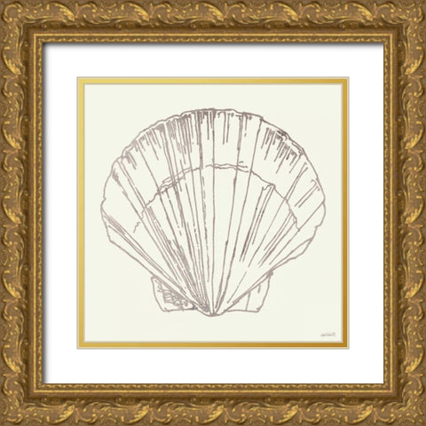 Coastal Breeze Shell Sketches V Silver Gold Ornate Wood Framed Art Print with Double Matting by Tavoletti, Anne