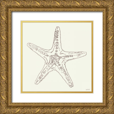 Coastal Breeze Shell Sketches VI Silver Gold Ornate Wood Framed Art Print with Double Matting by Tavoletti, Anne