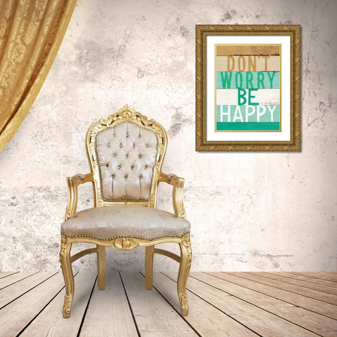 Beachscape Inspiration VI Green Gold Ornate Wood Framed Art Print with Double Matting by Mullan, Michael