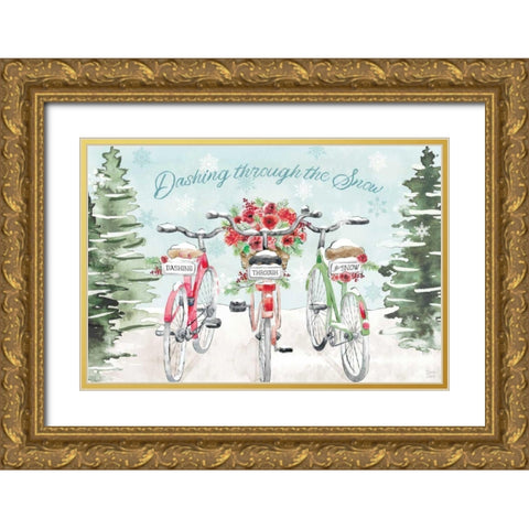 Holiday Ride I Gold Ornate Wood Framed Art Print with Double Matting by June, Dina
