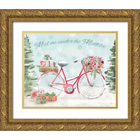 Holiday Ride II Gold Ornate Wood Framed Art Print with Double Matting by June, Dina