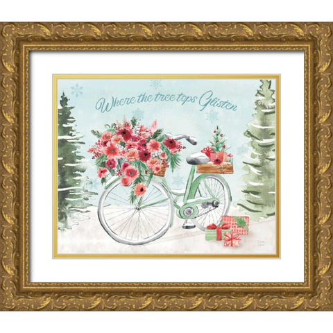 Holiday Ride III Gold Ornate Wood Framed Art Print with Double Matting by June, Dina