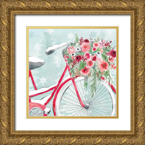 Holiday Ride V Gold Ornate Wood Framed Art Print with Double Matting by June, Dina