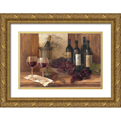 Vintage Wine Gold Ornate Wood Framed Art Print with Double Matting by Hristova, Albena